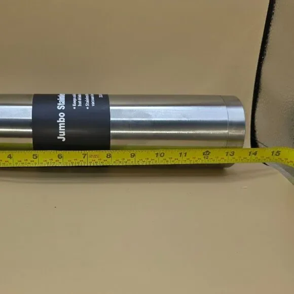 Stainless steel vacuum flask with a 33.8 fluid ounce (1 liter) capacity. - Picture 2 of 2